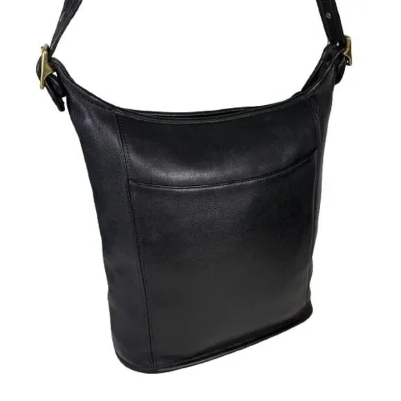Vintage Coach 9060 Legacy Slim Duffle Sac Black Leather Shoulder 
